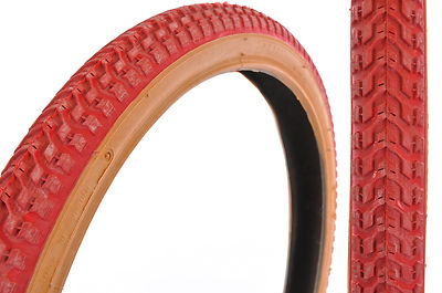 Pair (2) Old School BMX 20 x 1.75 Snake Belly Tyres Red With